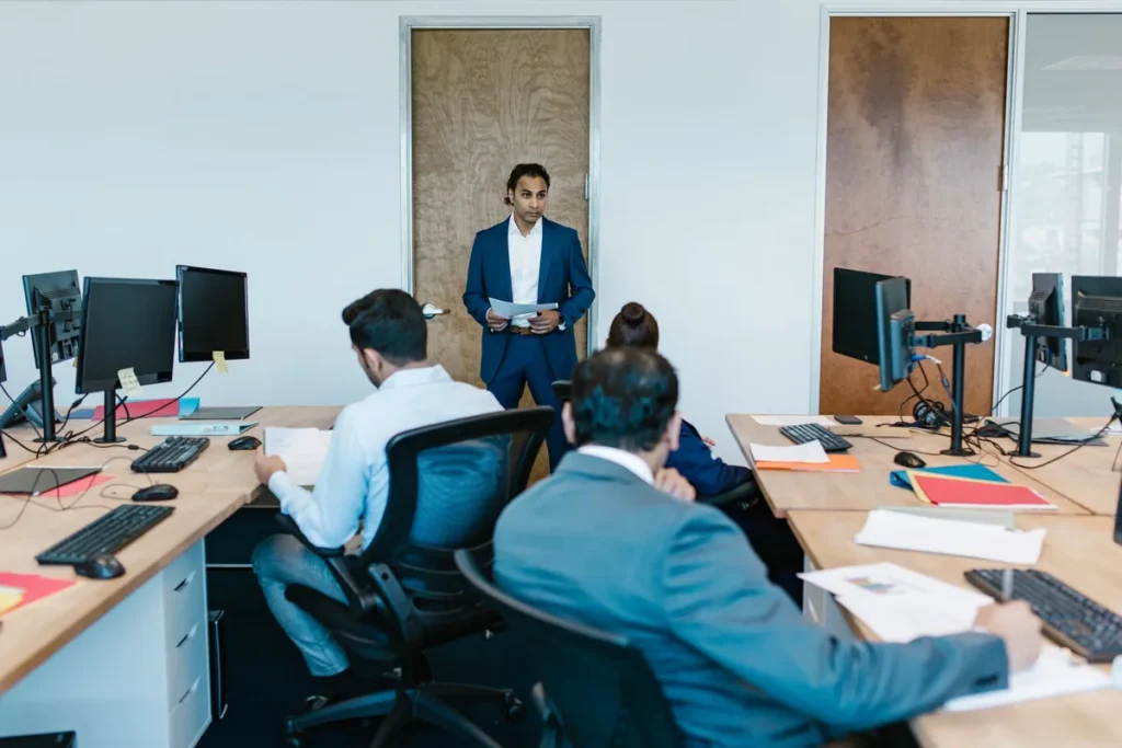 Samanvi Technologies presenting a website plan to a financial services firm